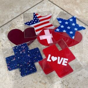 Patriotic & Love Pasties - Red, Blue, Navy Heart & Star Shapes